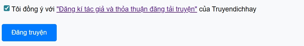 Xác nhận đồng ý quy định và nút Đăng truyện